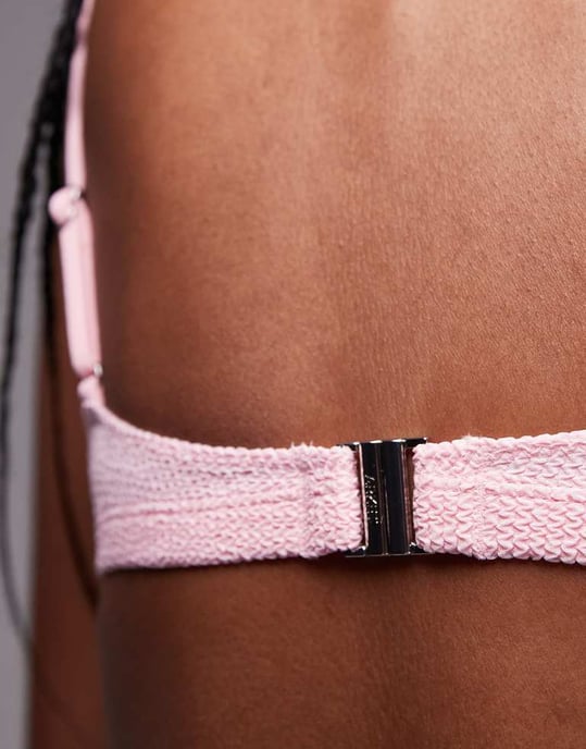 ARKET mix & match fyrkantig scoop-back krinklad bubbelbikiniöverdel i rosa - Image 3