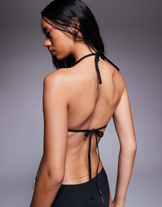 ASOS DESIGN Celina bikiniöverdel med virvlande kant i svart - Image 3