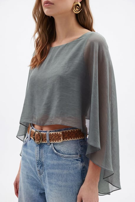 Losse Chiffon Crewneck Blouse - Image 2