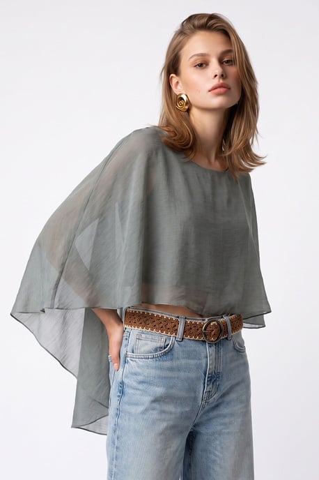 Losse Chiffon Crewneck Blouse - Image 3