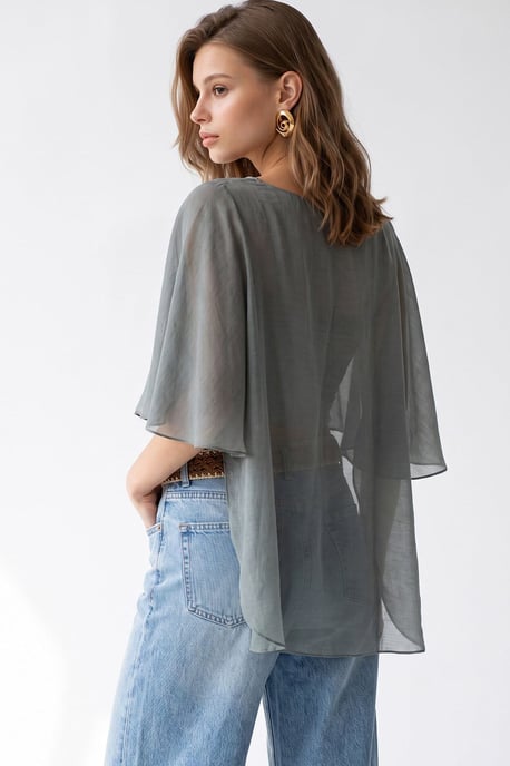Losse Chiffon Crewneck Blouse - Image 5