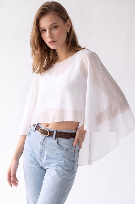 Losse Chiffon Crewneck Blouse - Image 1