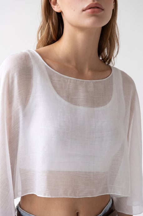 Losse Chiffon Crewneck Blouse - Image 2