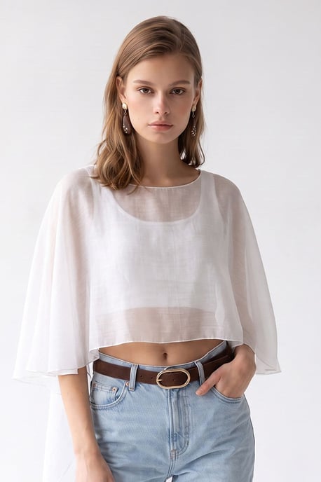 Losse Chiffon Crewneck Blouse - Image 3