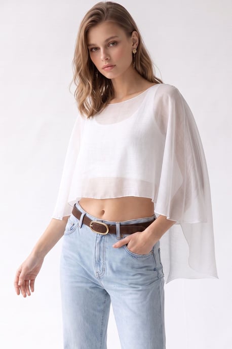 Losse Chiffon Crewneck Blouse - Image 4