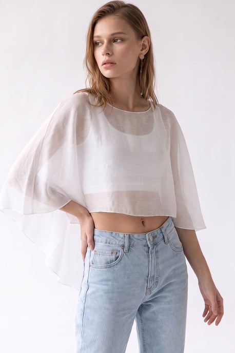 Losse Chiffon Crewneck Blouse - Image 5