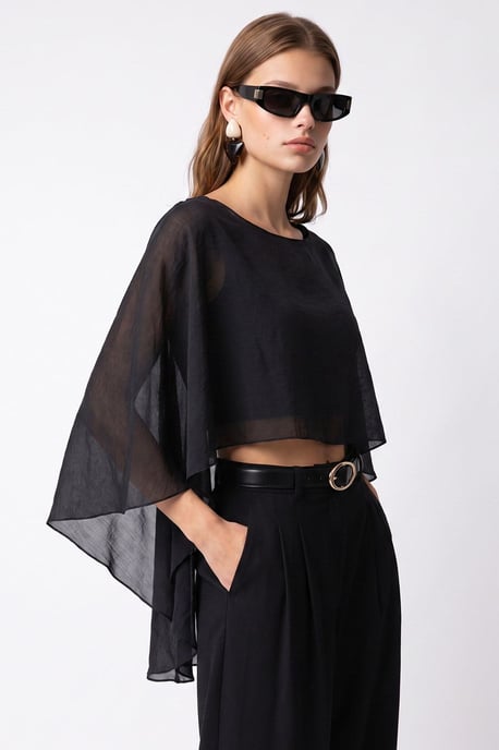 Losse Chiffon Crewneck Blouse - Image 2