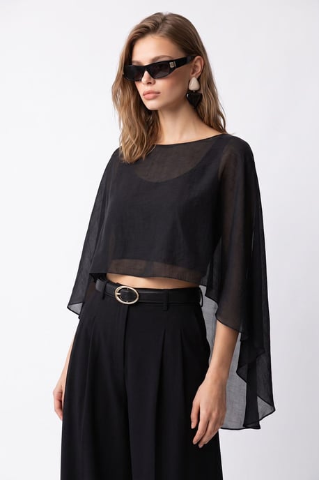 Losse Chiffon Crewneck Blouse - Image 3
