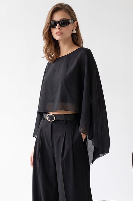 Losse Chiffon Crewneck Blouse - Image 4