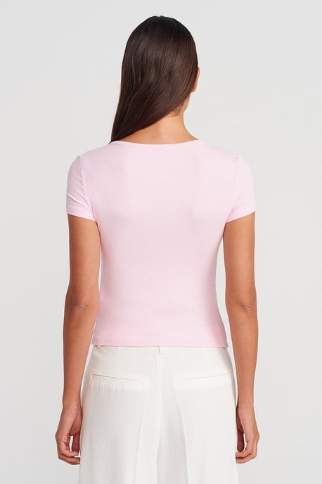 Slim Fit V-Neck Button Blouse - Image 2