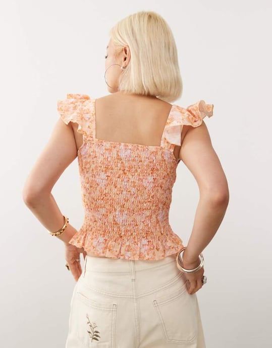 Återvunnen vintage västern cowgirl prärie topp i rosa blommönster - Image 4