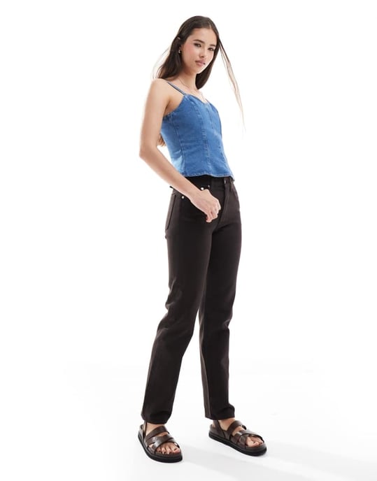 ASOS DESIGN midjemarkerad jeanspeplumtop i set - Image 3