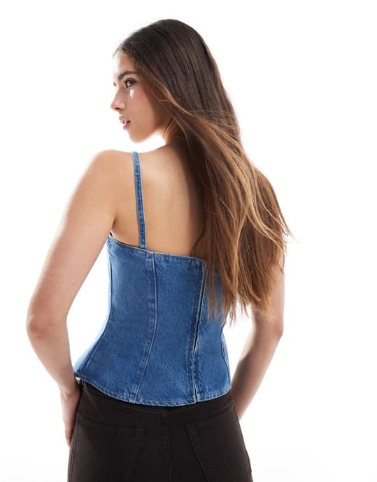 ASOS DESIGN midjemarkerad jeanspeplumtop i set - Image 4