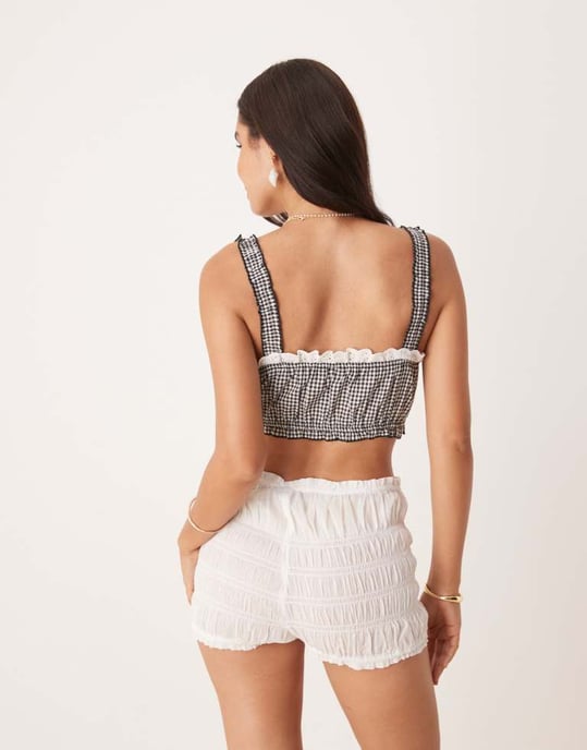ASOS DESIGN volang bralette-topp i gingham - Image 3