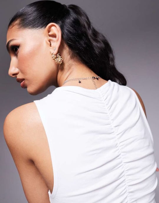 ASOS DESIGN draperad halternettopp i vitt - Image 2
