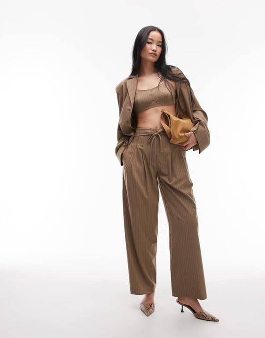 ASOS DESIGN skräddarsydd bralet i kamelrandig - Image 2
