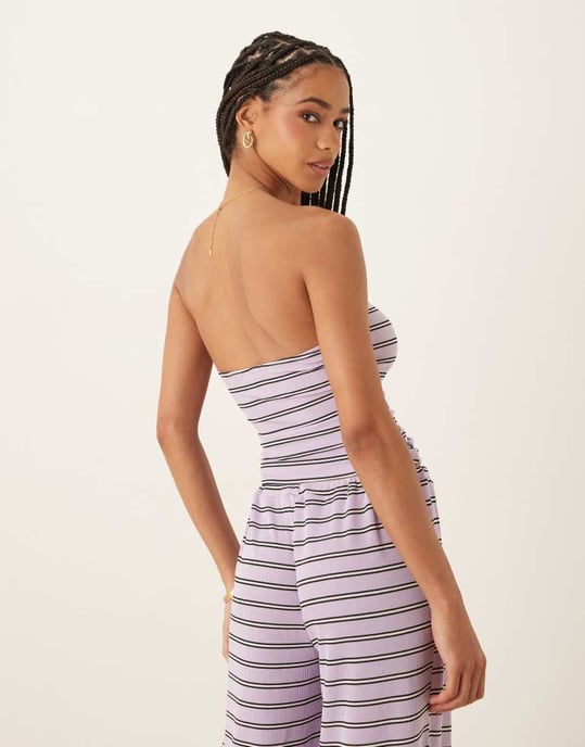 ASOS DESIGN randig co-ord bandeau i lilac - Image 4