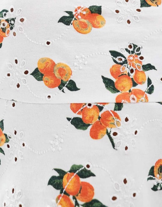 ASOS DESIGN bandeau med banddetalj och broderi i vitt med orange tryck - Image 4