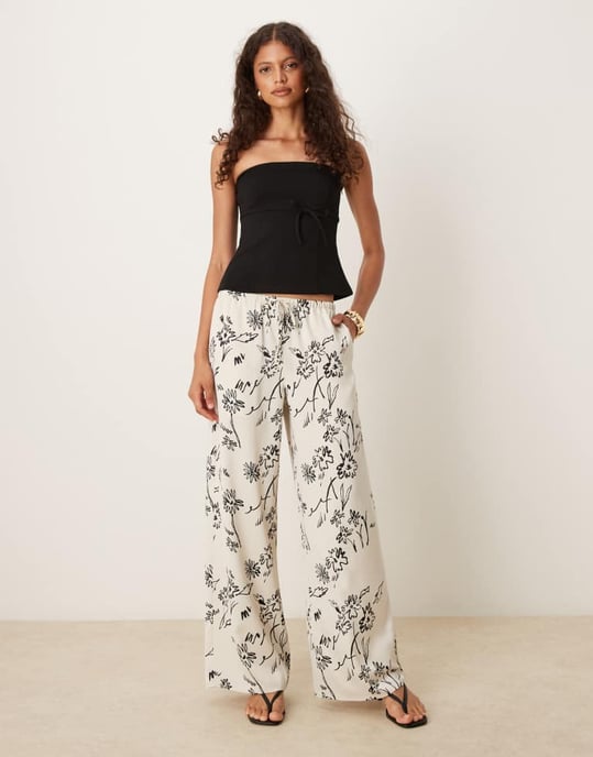 ASOS DESIGN jersey twill knytmidja bandeau top i svart - Image 4