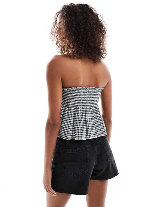 Cotton On bandeau topp i svart rutigt - Image 4