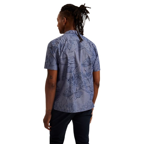 Ted Baker Terroni Regular Chambray Floral Dark Blue Shirt - Image 2