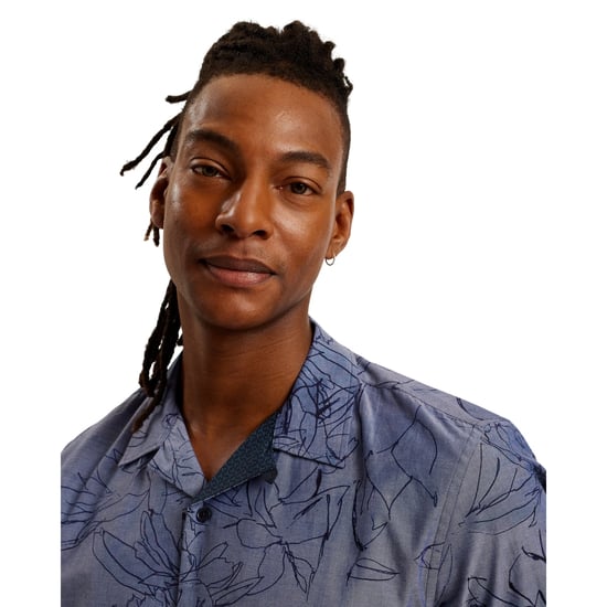 Ted Baker Terroni Regular Chambray Floral Dark Blue Shirt - Image 3
