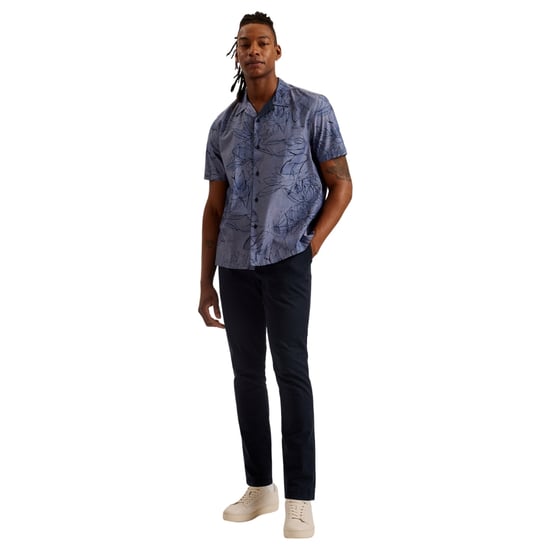 Ted Baker Terroni Regular Chambray Floral Dark Blue Shirt - Image 5