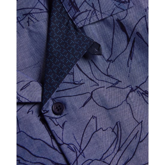 Ted Baker Terroni Regular Chambray Floral Dark Blue Shirt - Image 6