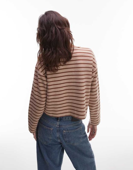 ASOS DESIGN borstad rand knapp-genom-top i havre - Image 3