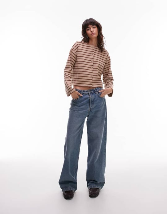 ASOS DESIGN borstad rand knapp-genom-top i havre - Image 4