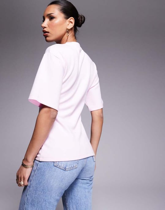ASOS DESIGN oversized t-shirt med cinchdetalj i rosa - Image 4