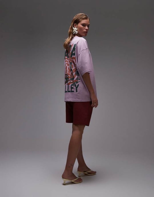 Topshop grafisk Napa Valley oversized t-shirt med rytryck i rosa - Image 2