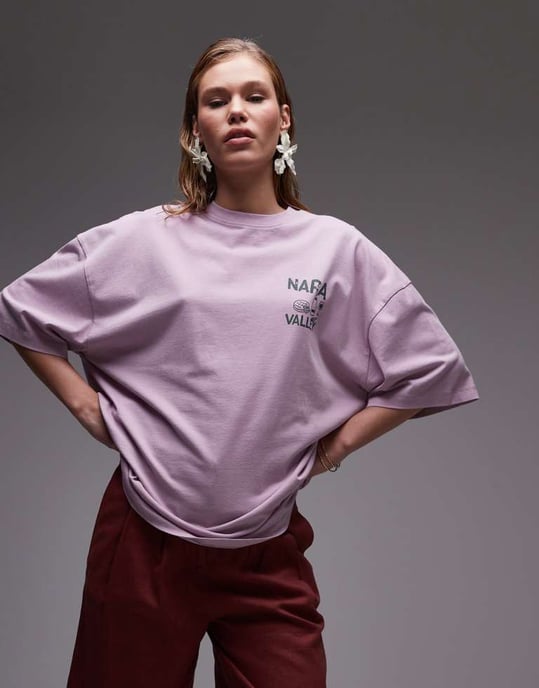 Topshop grafisk Napa Valley oversized t-shirt med rytryck i rosa - Image 3