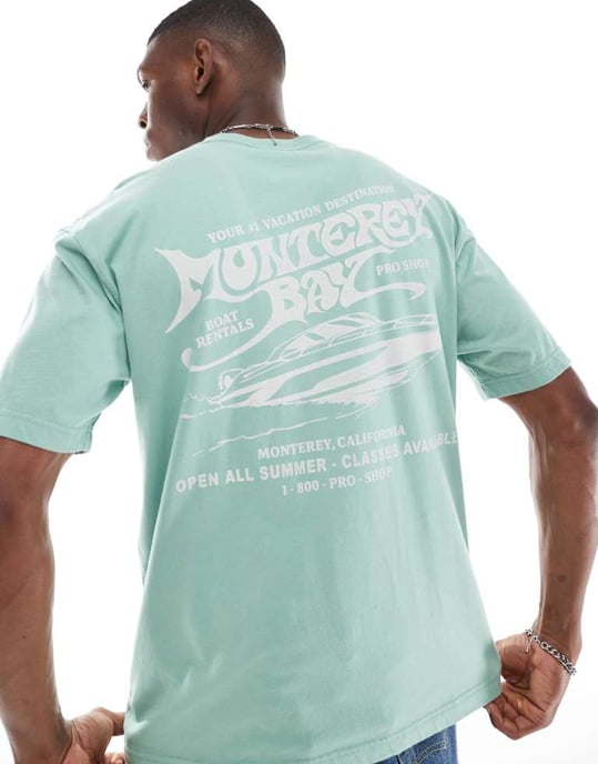 Hollister rygggrafik t-shirt i grön - Image 4