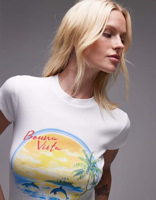Topshop graphic Bueno Vista semester varje dag t-shirt i vitt - Image 4