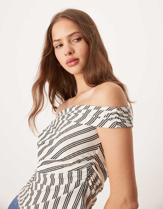 ASOS DESIGN randig omslagstopp i monorandig - Image 1