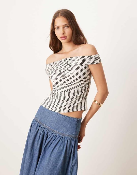 ASOS DESIGN randig omslagstopp i monorandig - Image 2