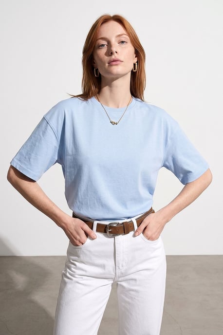 Oversized Cotton Crew Neck T-Shirt - Image 1