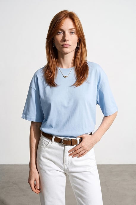 Oversized Cotton Crew Neck T-Shirt - Image 3