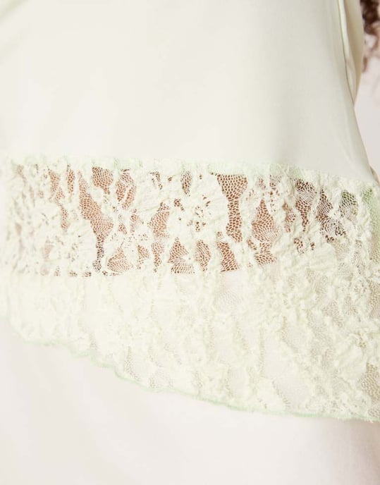 ASOS DESIGN båtformad halsringning spets asymmetrisk topp i pastellgrön - Image 3
