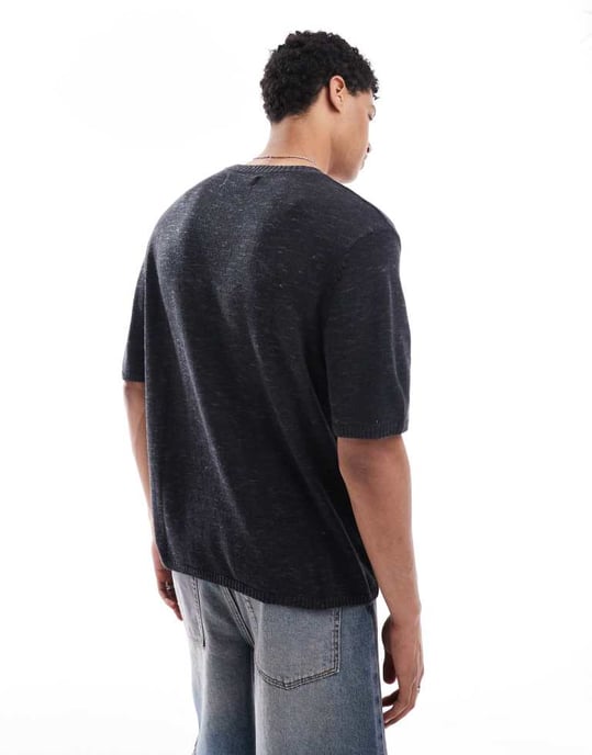 Hollister stickad kortärmad topp i svart - Image 4