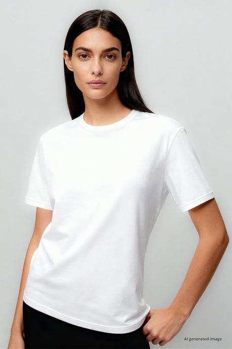 Women's Cotton Elastane Crew Neck T-Shirt - Image 2