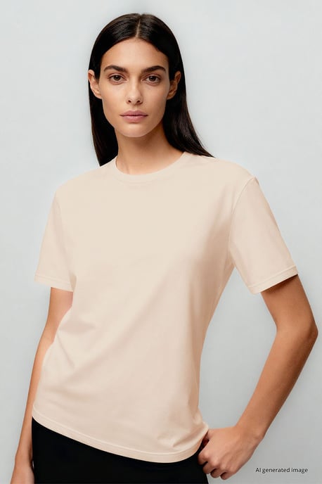 Women's Cotton Elastane Crew Neck T-Shirt - Image 4