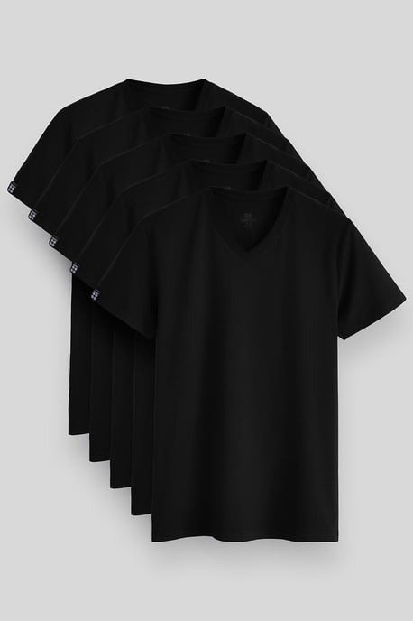 Heren Katoen Elastaan V-Hals T-Shirt - Image 1