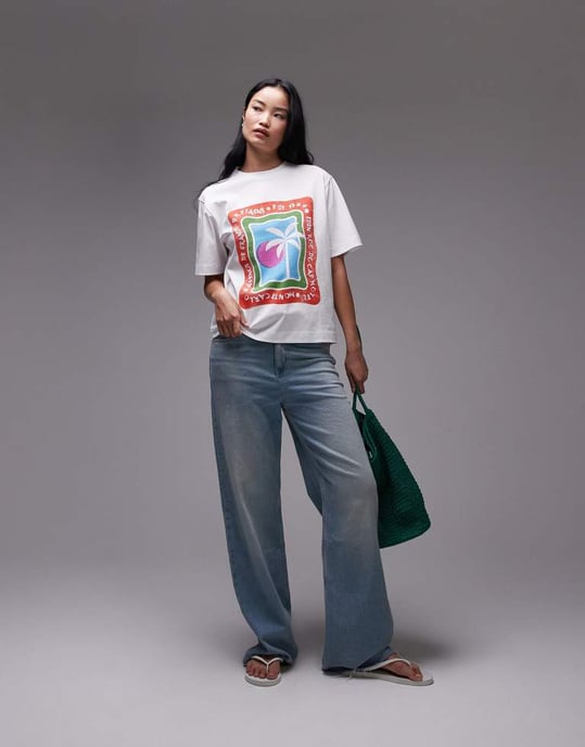 Topshop jerseytopp med grafisk Eden Roc semestertryck i vitt - Image 2