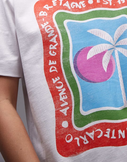 Topshop jerseytopp med grafisk Eden Roc semestertryck i vitt - Image 3