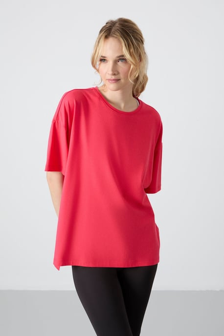 Oversized Cotton-Modal Crew Neck T-Shirt - Image 2