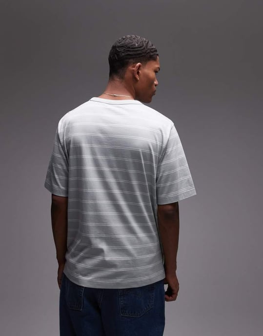 ARKET tyngdjersey oversized t-shirt i grått med vita ränder - Image 2