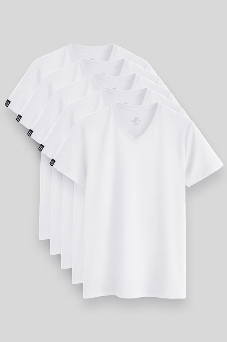 Heren Katoen Elastaan V-Hals T-Shirt - Image 1