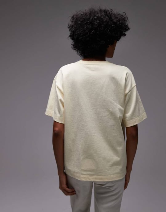 Topshop cutwork limoncello oversized t-shirt i smörkräm - Image 3
